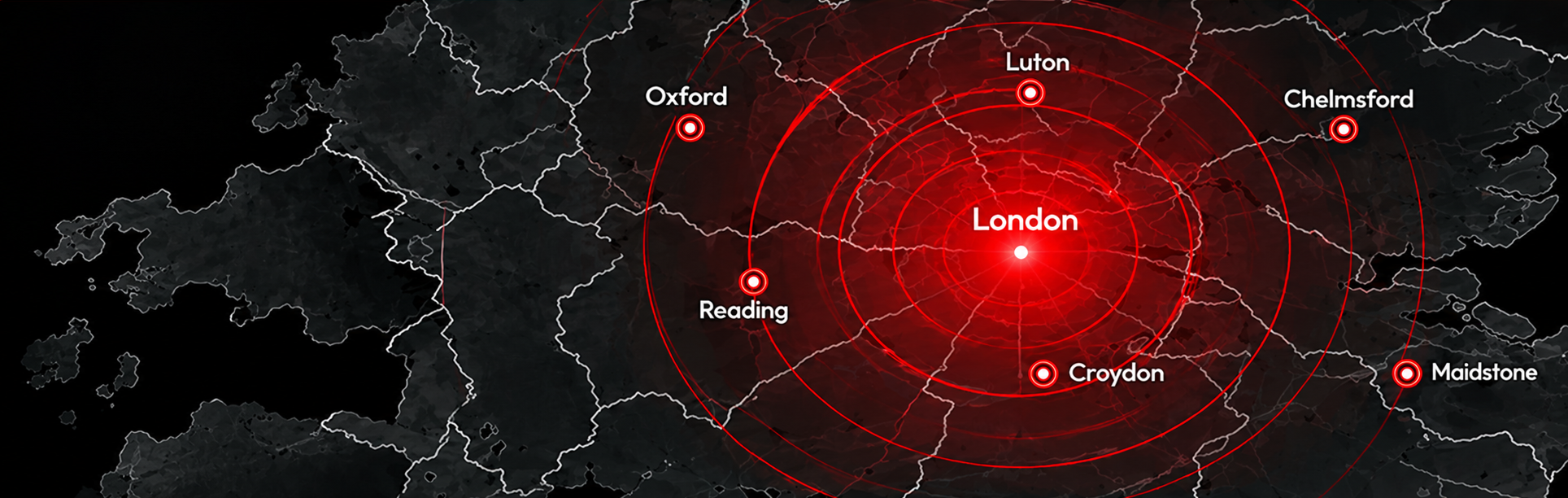 Map of Syntrad's service area across London and the Home Counties